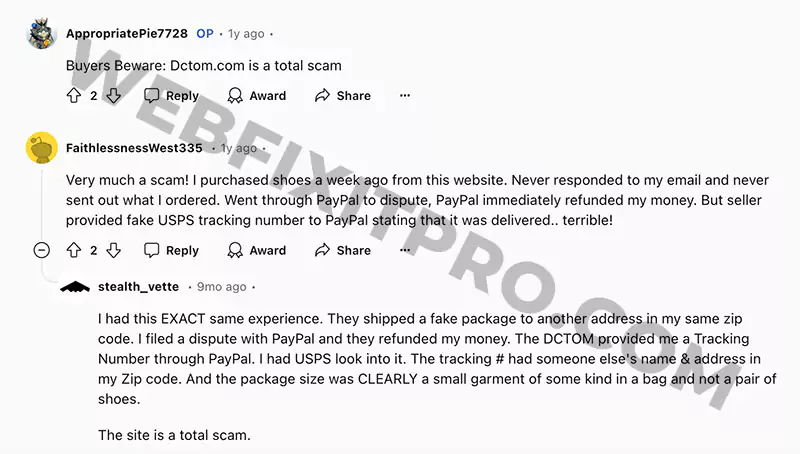 dctom.com reviews on reddit
